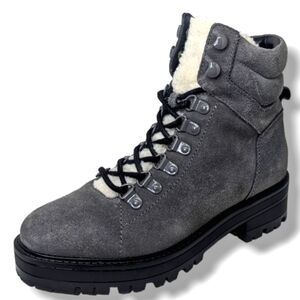Marc Fisher | Mallie Grey Suede Lug Sole Sherpa Boots Women's Size 5.5